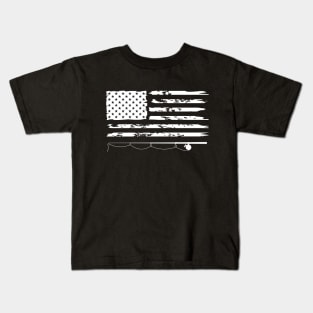 American Flag And Fishing Rod Kids T-Shirt